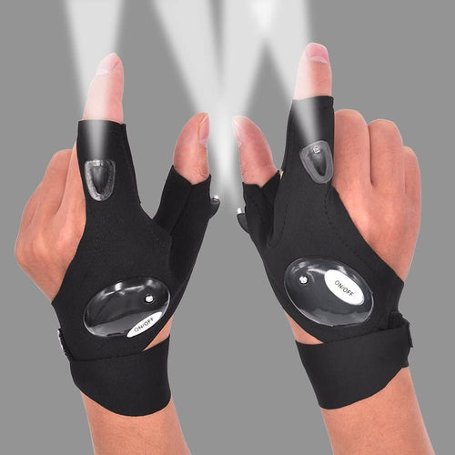 Fingerless Glove with LED Flashilight